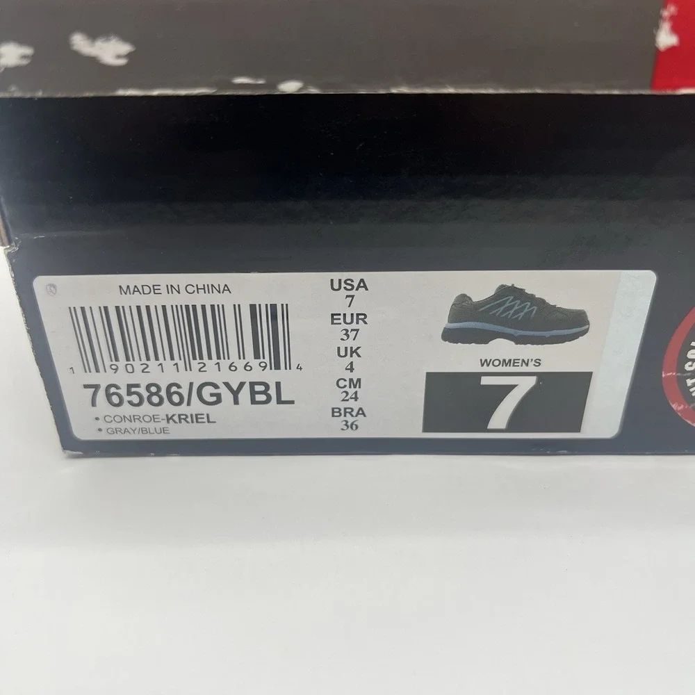 Skechers Work Conroe Kriel Women's 7 Steel Toe Slip Resistant Gray Blue New